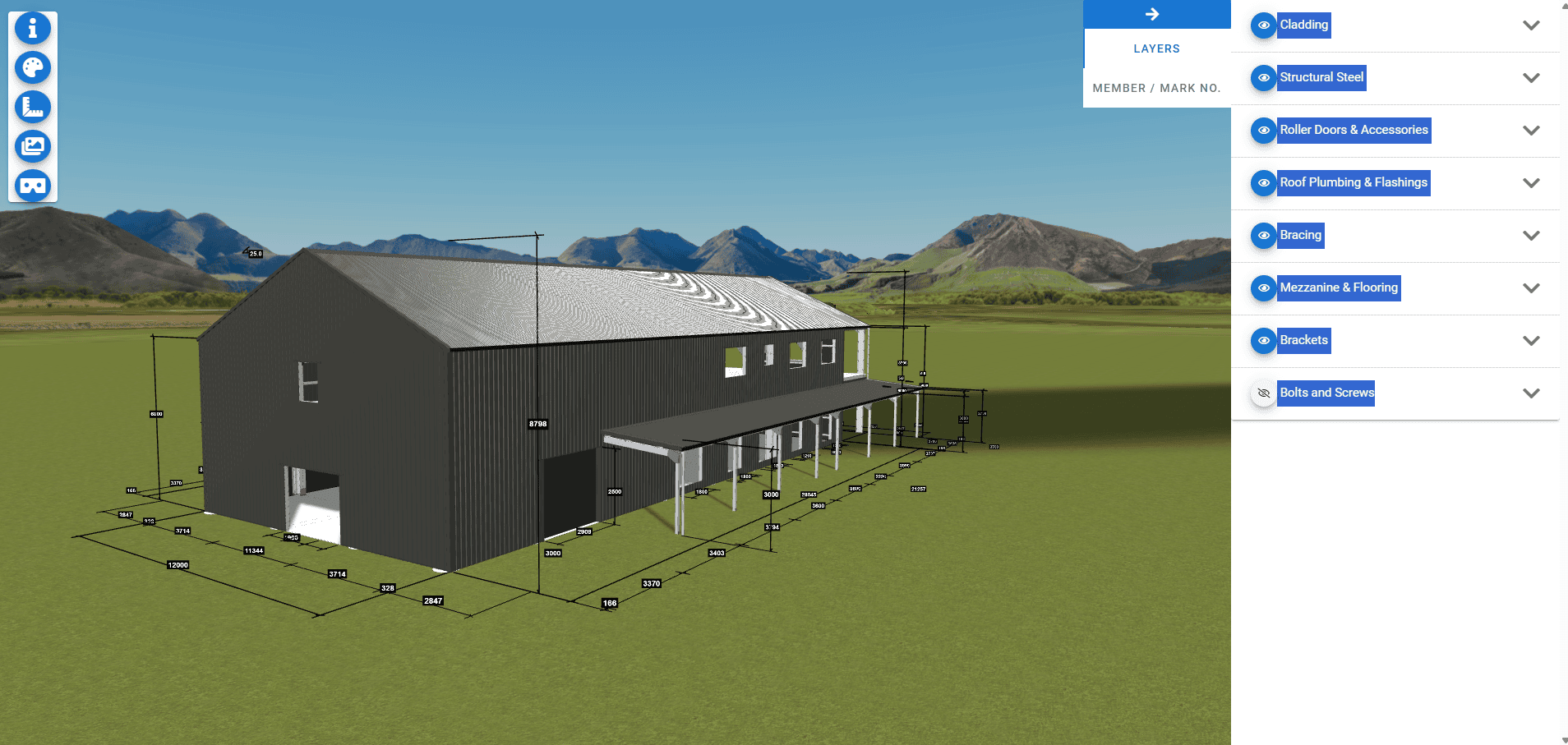 Customised Fremantle 3D, rear elevation with full dimensions