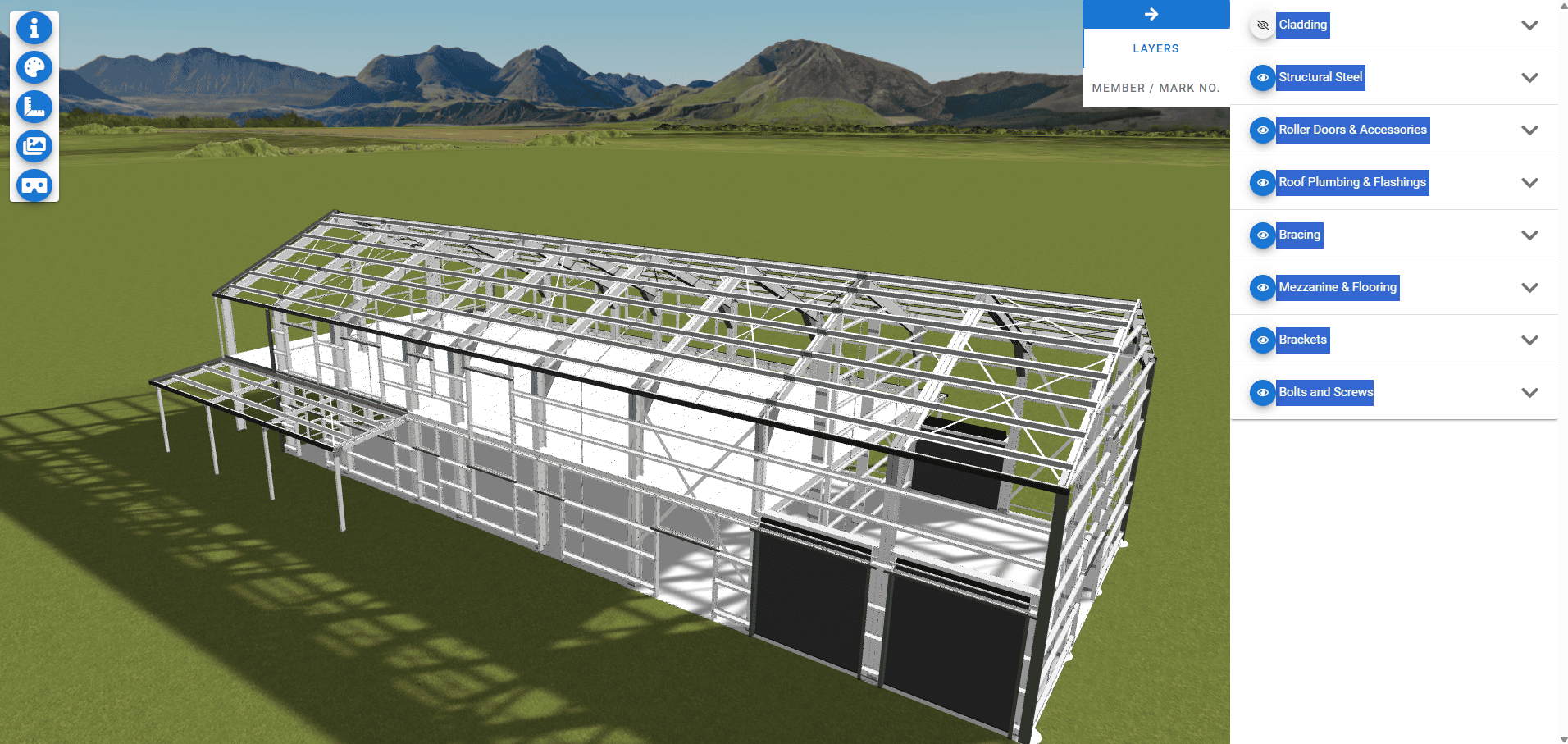 Fremantle 3D, x-ray view showing structural steel through transparent cladding